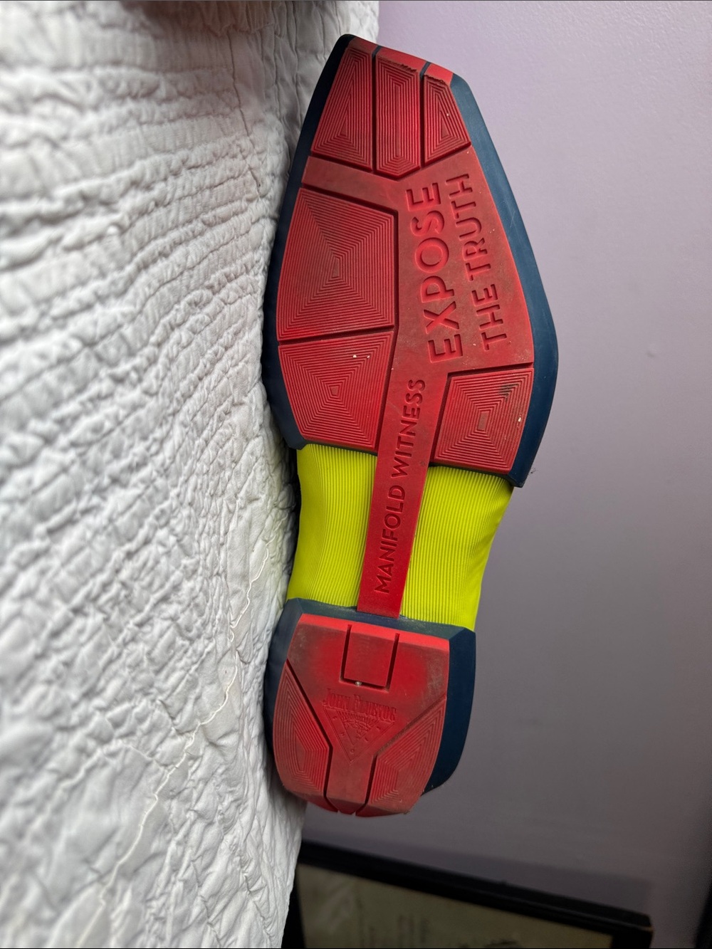 John Fluevog Navy, Green, and Yellow Leather Oxfords - Picture 9 of 13